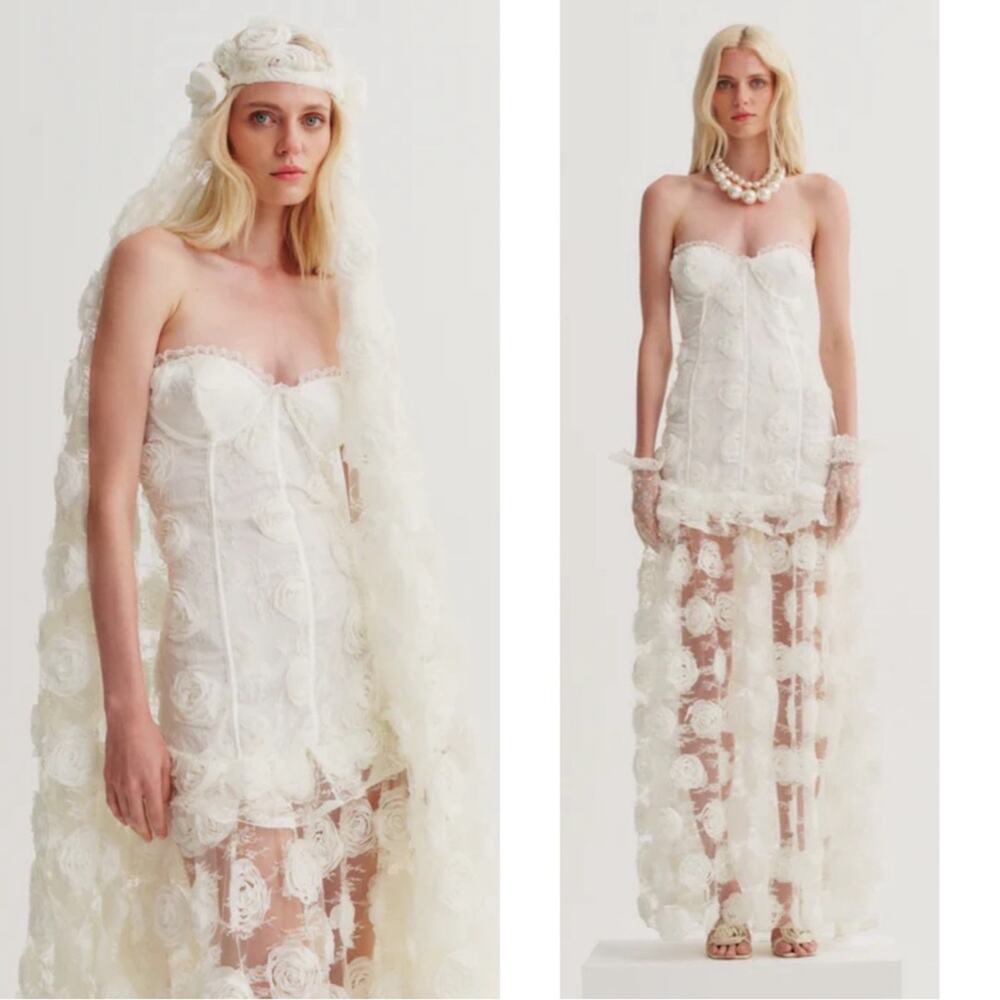 For Love And Lemons Cream Floral Maxi Dress
